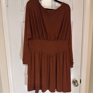 Rust Brown Long Sleeve Dress